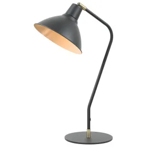 CLA Collo Adjustable Desk Lamp with Sleek Brass Highlights Matte Black by Compact Lamps Australia, a Lamps for sale on Style Sourcebook