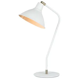 CLA Collo Adjustable Desk Lamp with Sleek Brass Highlights Matte White by Compact Lamps Australia, a Lamps for sale on Style Sourcebook