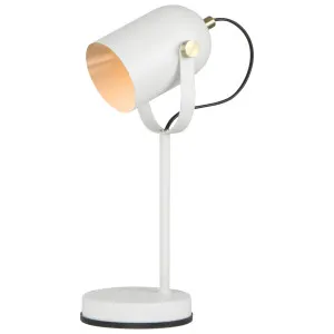 CLA Tazza Contemporary Desk Lamp with Adjustable Head and Brass Highlights Matte White by Compact Lamps Australia, a Lamps for sale on Style Sourcebook