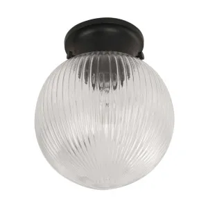 CLA Large Ribbed Sphere DIY Batten Fitting (B22) Black & Clear by Compact Lamps Australia, a Lighting for sale on Style Sourcebook