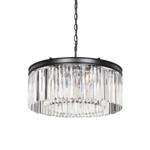 Telbix Serene Round Antique Black & Crystal Chandelier (E14) 6 Light by Telbix, a Lighting for sale on Style Sourcebook