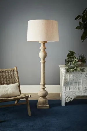 Rook Large - Natural - Turned Wood Pillar Floor Lamp by Florabelle Living, a Lighting for sale on Style Sourcebook