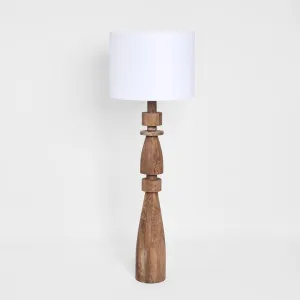 Magnus Wood Floor Lamp Saddle Base with White Shade by Florabelle Living, a Lighting for sale on Style Sourcebook