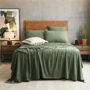 Renee Taylor Comfort T?s Organic Cotton Melange Jersey Olive Sheet Set by null, a Sheets for sale on Style Sourcebook