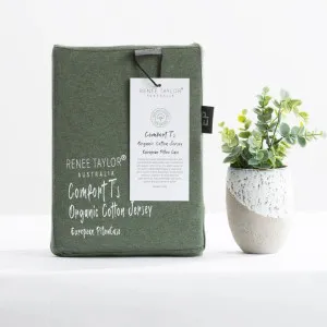 Renee Taylor Comfort T?s Organic Cotton Melange Jersey Olive European Pillowcase by null, a Cushions, Decorative Pillows for sale on Style Sourcebook