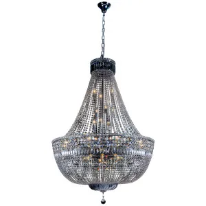 Classique Crystal Basket Chandelier with Luxe Glass Accents in Chrome Large by Lighting Inspirations, a Lighting for sale on Style Sourcebook