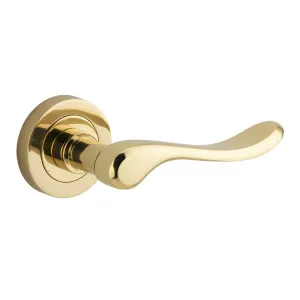 Stirling Lever - Round Rose - Polished Brass by Iver, a Door Hardware for sale on Style Sourcebook