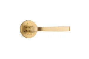 Annecy Lever - Round Rose - Brushed Brass by Iver, a Door Hardware for sale on Style Sourcebook