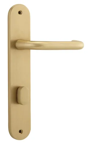 Oslo Lever - Oval - Brushed Brass - Privacy by Iver, a Door Hardware for sale on Style Sourcebook