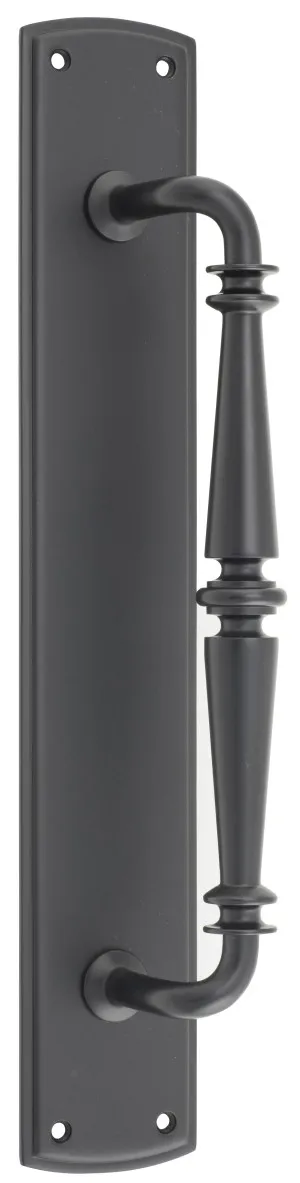 Sarlat Pull Handle - Matt Black - on Backplate by Iver, a Door Hardware for sale on Style Sourcebook