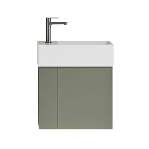 Frankie Vanity 480mm Left Bowl Liberty Top Wall hung, Olive Satin by Timberline, a Vanities for sale on Style Sourcebook