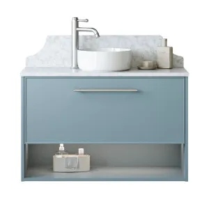 Karlie Vanity 900mm Centre WG Basin SilkSurface AC Top Wall hung, Upgraded, Saxby Blue Satin by Timberline, a Vanities for sale on Style Sourcebook