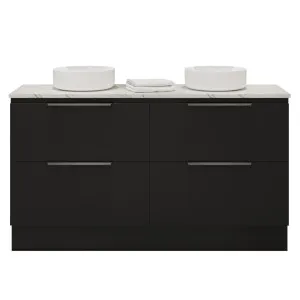 Nevada Plus Vanity 1500mm Double WG Basins SilkSurface AC Top Floor standing, Black Satin by Timberline, a Vanities for sale on Style Sourcebook