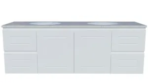 Nevada Classic Vanity 1500mm Double WG Basins SilkSurface UC Top Wall hung, White Satin by Timberline, a Vanities for sale on Style Sourcebook