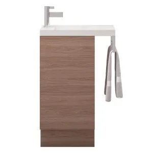 Oscar Vanity 550mm/400mm Left Bowl Nano Top with rail Floor standing, Prime Oak by Timberline, a Vanities for sale on Style Sourcebook