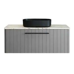 Saba Vanity 1200mm Centre WG Basin SilkSurface AC Top Wall hung, Dark Grey Satin by Timberline, a Vanities for sale on Style Sourcebook