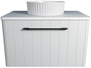 Saba Vanity 750mm Centre WG Basin SilkSurface AC Top Wall hung, White Satin by Timberline, a Vanities for sale on Style Sourcebook