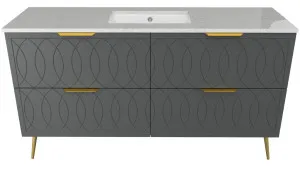 Sutherland House Vanity 1500mm Centre WG Basin SilkSurface UC Top On Legs, Steel Grey Satin by Timberline, a Vanities for sale on Style Sourcebook