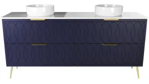 Sutherland House Vanity 1800mm Double WG Basins SilkSurface AC Top On Legs, Navy Blue Satin by Timberline, a Vanities for sale on Style Sourcebook