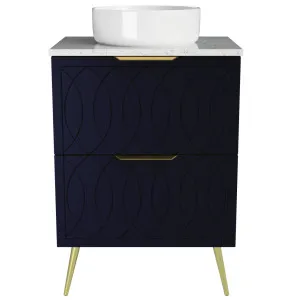 Sutherland House Vanity 600mm Centre WG Basin SilkSurface AC Top On Legs, Navy Blue Satin by Timberline, a Vanities for sale on Style Sourcebook