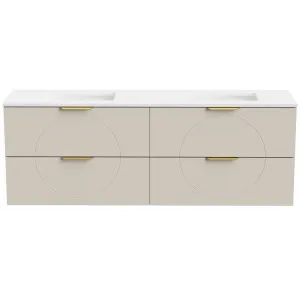 Sutherland House Vanity 1800mm Double WG Basins SilkSurface AC Top Wall Hung, Grey Beige Satin by Timberline, a Vanities for sale on Style Sourcebook