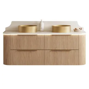 Socoa Vanity 1500mm Double Basins SilkSurface AC Top Wall hung, Upgraded, Tassie Oak by Timberline, a Vanities for sale on Style Sourcebook