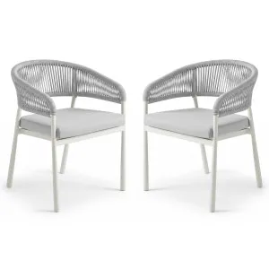Coastal Outdoor Rope Dining Chairs Set of 2 in White by Luxo Outdoors, a Outdoor Chairs for sale on Style Sourcebook