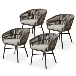 Marula Rope Outdoor Dining Chairs in Brown Set of 4 by Luxo Outdoors, a Outdoor Chairs for sale on Style Sourcebook