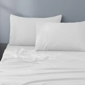 Caressa Embroidered Sheet Set - Microfibre, King Single, Silver - Canningvale by Canningvale, a Sheets for sale on Style Sourcebook