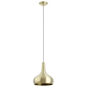 Eglo Sabinar Steel Dome Brushed Brass Pendant Medium by Eglo, a Lighting for sale on Style Sourcebook