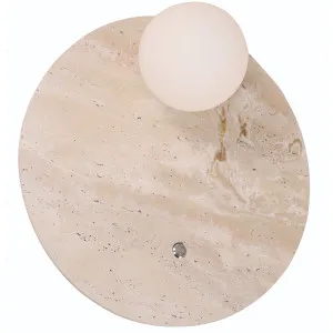CLA Poi Round Travertine Wall Light with Opal Shade Beige by Compact Lamps Australia, a Wall Lighting for sale on Style Sourcebook