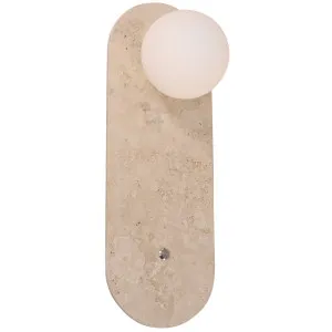 CLA Poi Oblong Travertine Wall Light with Opal Shade Beige by Compact Lamps Australia, a Wall Lighting for sale on Style Sourcebook