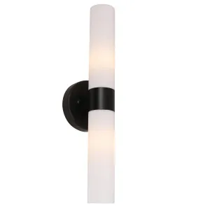 CLA Vara Slim Tubular Up/Down Opal Glass Wall Light Black by Compact Lamps Australia, a Wall Lighting for sale on Style Sourcebook