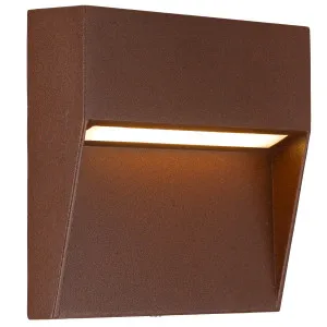 Telbix Terin Modern Outdoor Square LED Wall/Step Light in Textured Sand Finish Corten by Telbix, a Wall Lighting for sale on Style Sourcebook
