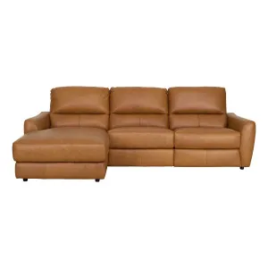 Portland 3 Seater Recliner Sofa + Chaise LHF in Urbane Leather Light Brown by OZ Design, a Sofas for sale on Style Sourcebook