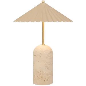 Telbix Arvane Travertine LED Table Lamp with Pleated Shade Beige by Telbix, a Lamps for sale on Style Sourcebook