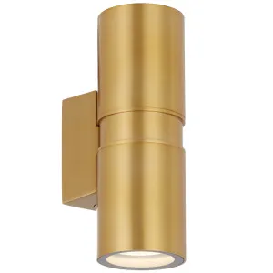 Telbix Sarnel Durable Outdoor Cylinder Wall Light with Up/Down Illumination Brass by Compact Lamps Australia, a Wall Lighting for sale on Style Sourcebook