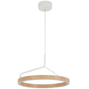 Telbix Truvon Sculptural Ring LED Pendant for Contemporary Interiors White and Oak by Telbix, a Lighting for sale on Style Sourcebook
