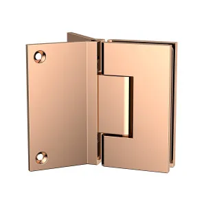 Boston Heavy Duty Large Wall to Glass Hinge with Corner type Mounting Plate - Polished Rose Gold by Estelle, a Bathroom Fixtures for sale on Style Sourcebook