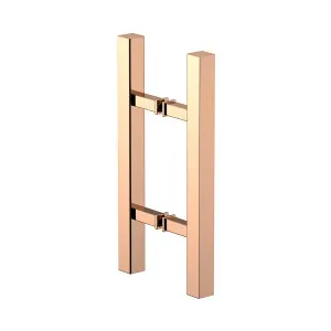 Square Double Pull Door Handle Ladder Style 210mm Polished Rose Gold by Estelle, a Door Knobs & Handles for sale on Style Sourcebook