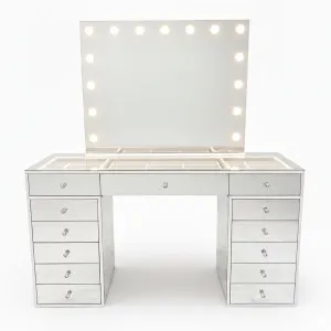 Monroe 13 Drawer Mirror Finish Hollywood LED Dressing Table by Luxo Furniture, a Dressing Tables for sale on Style Sourcebook