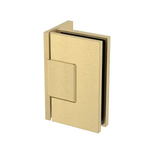 Statesman Wall to Glass Hinge with L type Mounting Plate Soft Gold Brushed by Estelle, a Bathroom Fixtures for sale on Style Sourcebook