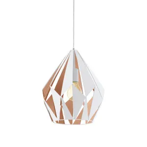 Eglo Carlton 1 Pendant Light White and Rose Gold by Eglo, a Lighting for sale on Style Sourcebook