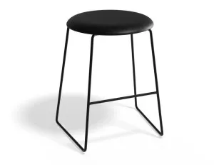 Hugo Low Stool - Black - Vintage PU Seat - 46cm Round Vintage Black Seat by Bent Design, a Stools for sale on Style Sourcebook