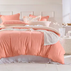 Pillow Talk Linen Look Reversible Quilt Cover Set Peach by Pillow Talk, a Quilt Covers for sale on Style Sourcebook
