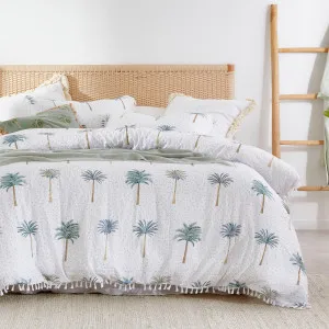 Pillow Talk Isadora Palm Quilt Cover Set White by Pillow Talk, a Quilt Covers for sale on Style Sourcebook