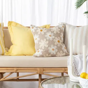 Muse Daisy Chain Embroidered Square Cushion Natural by Muse, a Cushions, Decorative Pillows for sale on Style Sourcebook