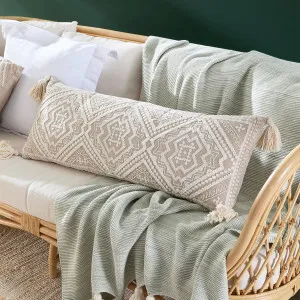 Muse Sienna Embroidered Extra Large Oblong Cushion Natural by Muse, a Cushions, Decorative Pillows for sale on Style Sourcebook