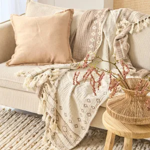 Muse Pienza Reversible Throw Natural/Caramel by Muse, a Throws for sale on Style Sourcebook