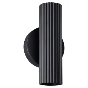 Eglo Portillo Modern Fluted Up/Down LED Indoor Wall Light Black by Eglo, a Wall Lighting for sale on Style Sourcebook